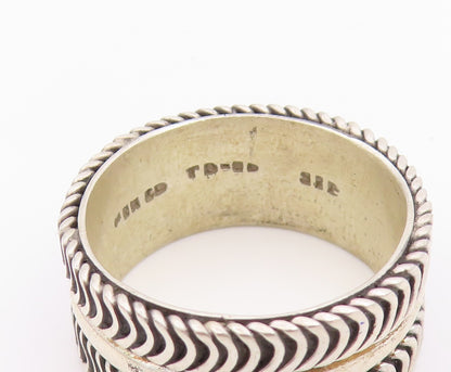 925 Sterling Silver Vintage Ring Wavy Pattern Statement Band  Sz 11.5  RG36417