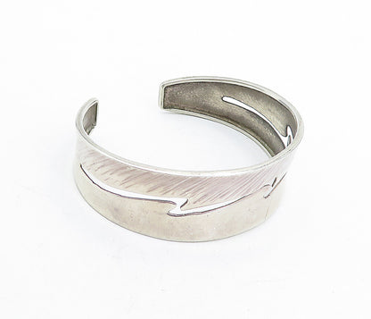 925 Sterling Silver  Vintage Lightening Bolt Cutout Shiny Cuff Bracelet BT1578