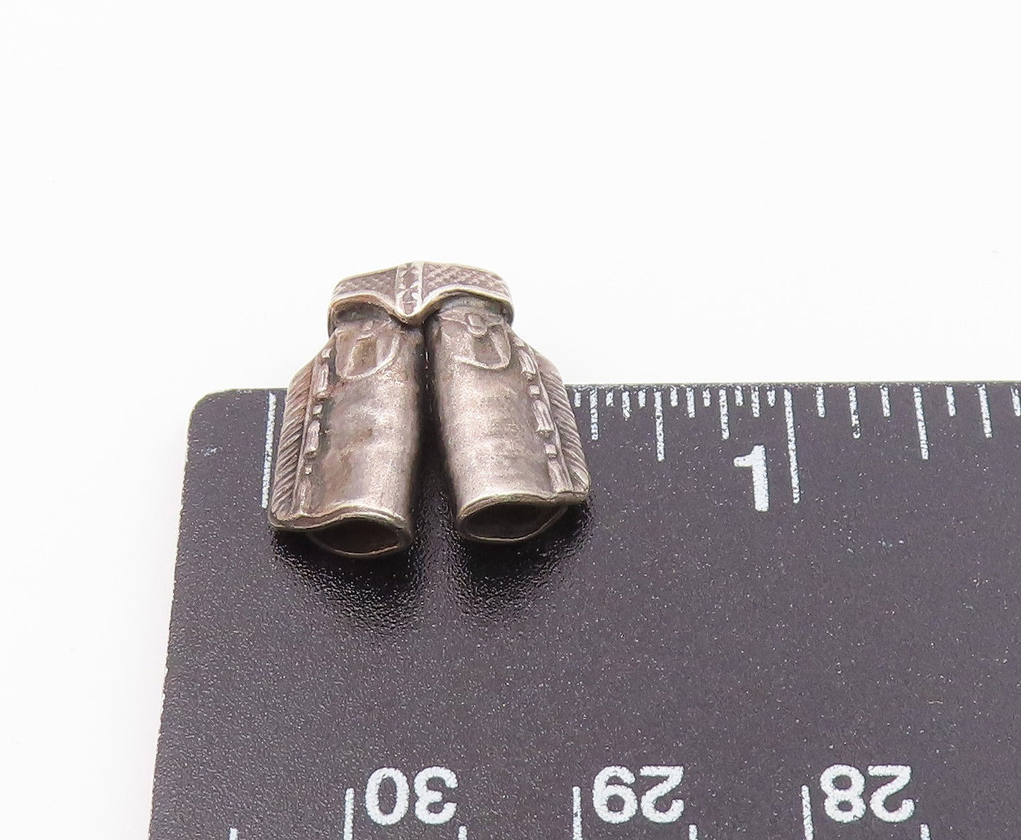 SOUTHWESTERN 925 Silver Vintage Etched Cowboy Chaps Charm Pendant PT21677
