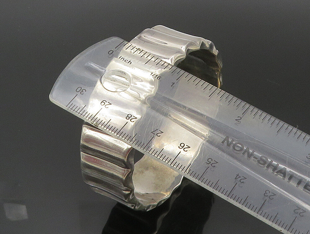 MEXICO 925 Sterling Silver  Vintage Shiny Fluted Round Bangle Bracelet  BT1190
