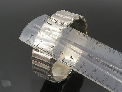 MEXICO 925 Sterling Silver  Vintage Shiny Fluted Round Bangle Bracelet  BT1190