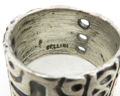 CELLINI 925 Sterling Silver  Vintage Oxidized Pattern Band Ring Sz 5  RG9781