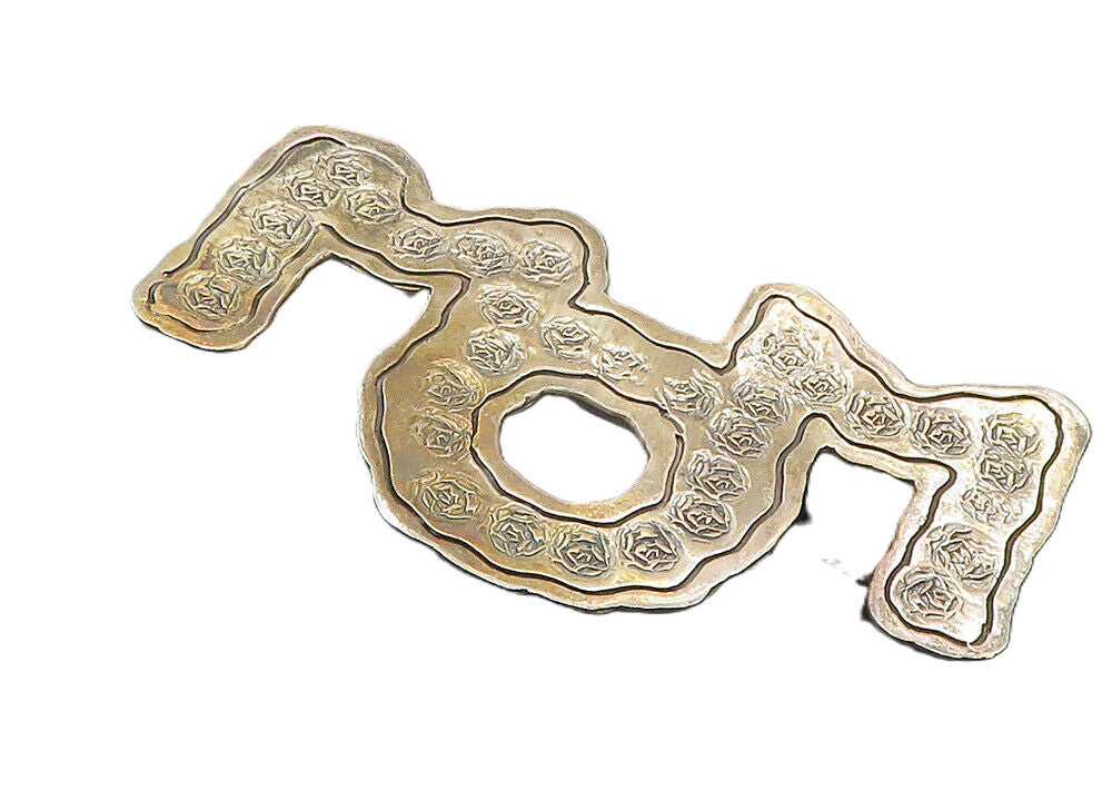 MEXICO 925 Sterling Silver  Vintage Etched Floral Detail Mom Brooch Pin BP3615