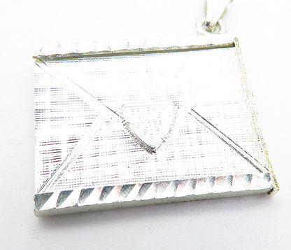 925 Sterling Silver  Vintage Diamond Cut Post Card Pendant (OPENS)  PT4676