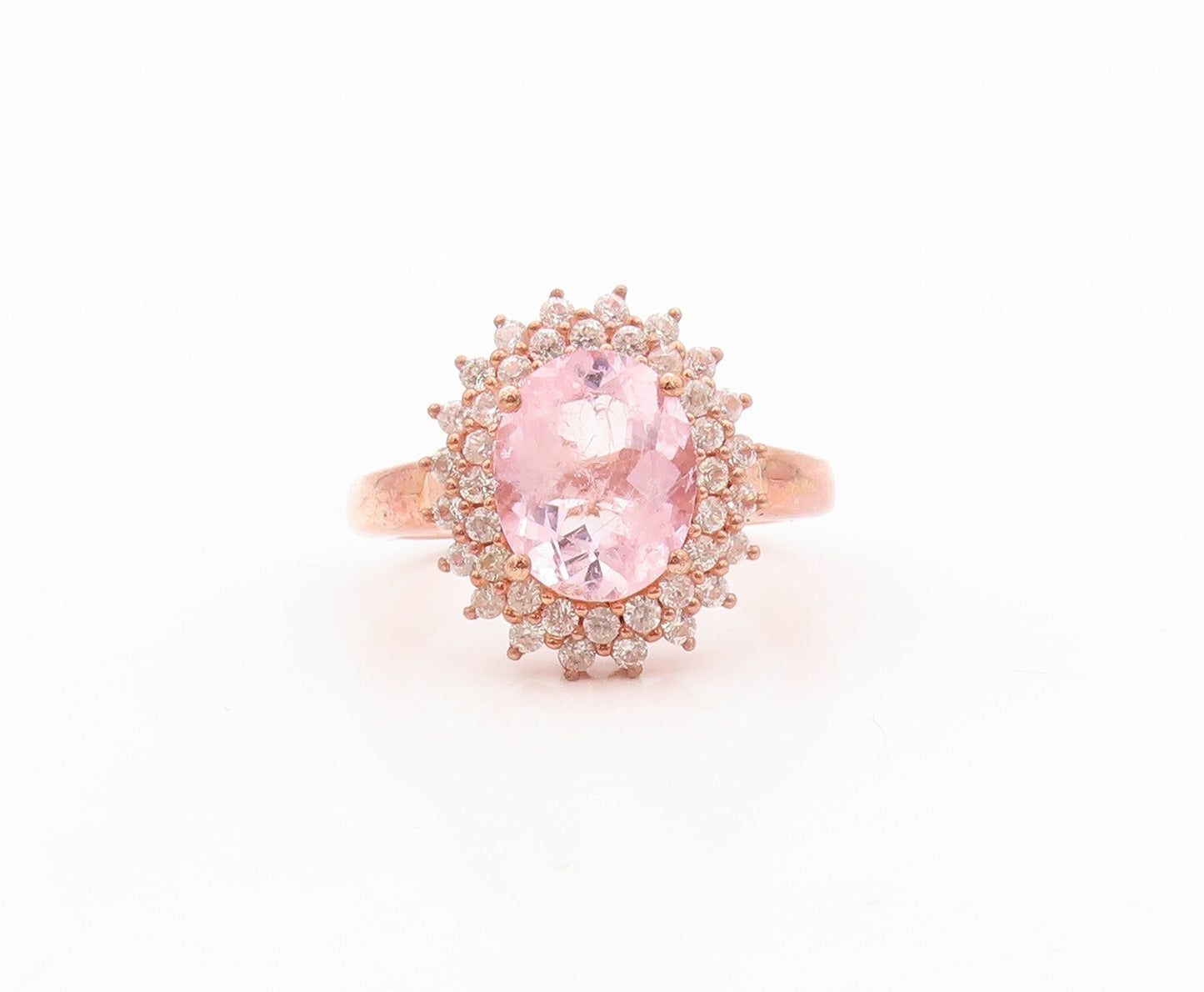 925 Sterling Silver Vintage Ring Rose Gold Plated 2 Tone CZ Flower Sz 7  RG30911
