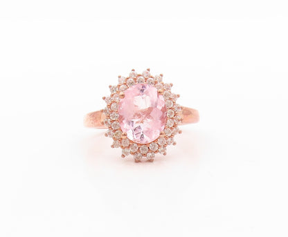 925 Sterling Silver Vintage Ring Rose Gold Plated 2 Tone CZ Flower Sz 7  RG30911
