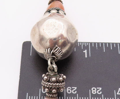 925 Sterling Silver Vintage Necklace Designer Gemstone Beaded Tassel  NE4312