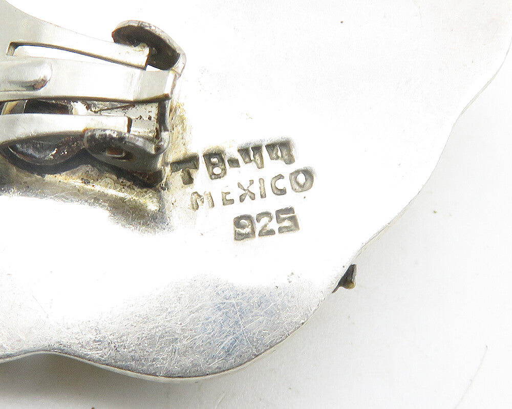 MEXICO 925 Silver  Vintage Shiny Two Tone Rope Twist Drop Earrings  EG5562