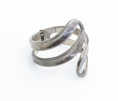 MEXICO 925 Sterling Silver  Vintage Dark Tone Bypass Bangle Bracelet  BT2923
