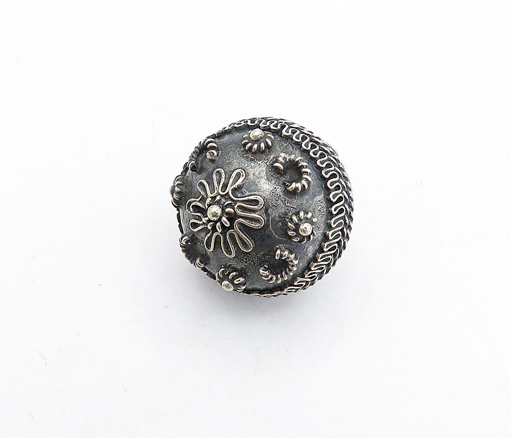 MEXICO 925 Sterling Silver  Vintage Floral Swirl Twist Sphere Pendant  PT3598