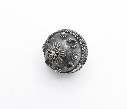 MEXICO 925 Sterling Silver  Vintage Floral Swirl Twist Sphere Pendant  PT3598