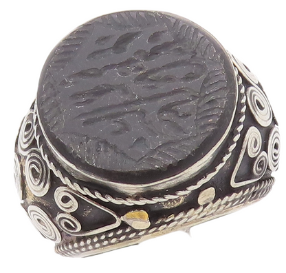 925 Sterling Silver Vintage Ring Antique Chunky Farsi Stone  Sz 9  RG28300
