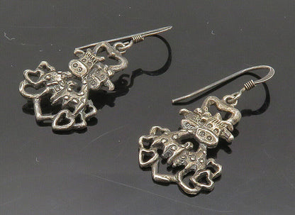 925 Sterling Silver  Vintage Oxidized Cow Couple Dangle Earrings  EG8018