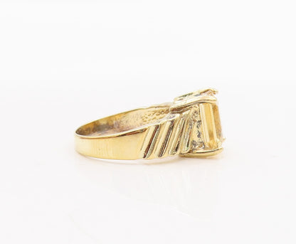 925 Sterling Silver Vintage Ring Gold Plated Rectangle Citrine  Sz 7  RG29119