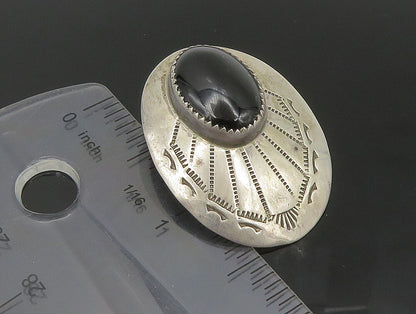 SOUTHWESTERN 925 Silver Vintage Cabochon Black Onyx Drop Earrings EG11549