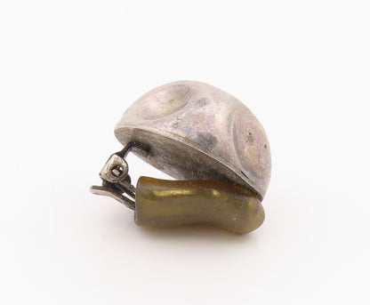 925 Sterling Silver Vintage Earrings Modernist Sculptural Dome Clip On  EG14396