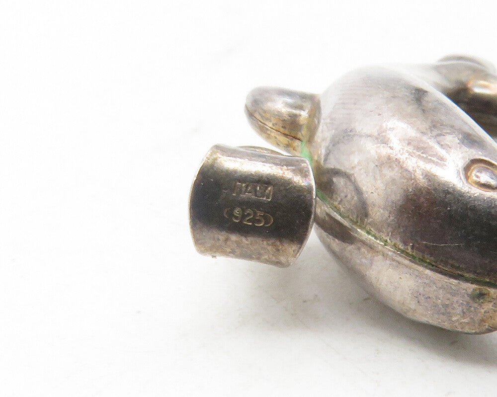 925 Sterling Silver  Vintage Dark Tone Hollow Leaping Dolphin Pendant  PT9531