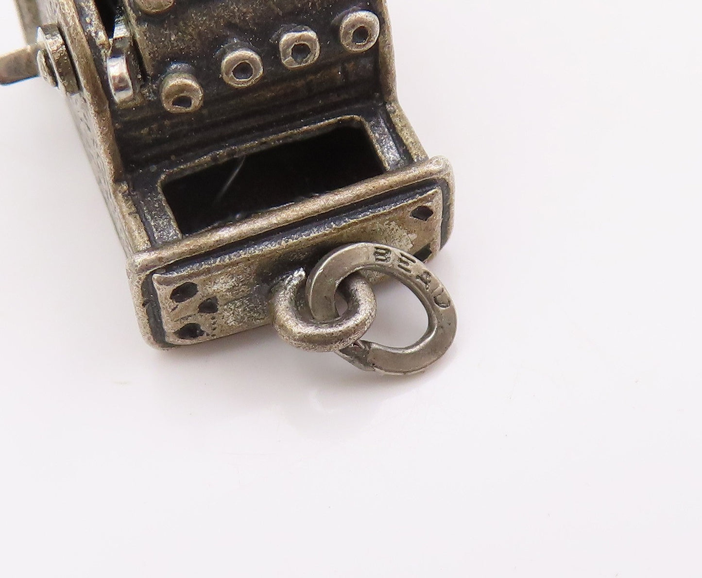 925 Sterling Silver Vintage Pendant Mechanical Cash Register Charm OPENS PT25649