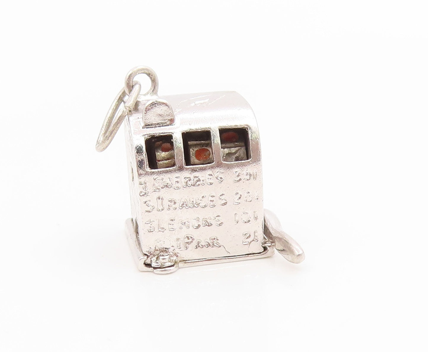 925 Sterling Silver Vintage Pendant Slot Machine With Fruit Details  PT26154