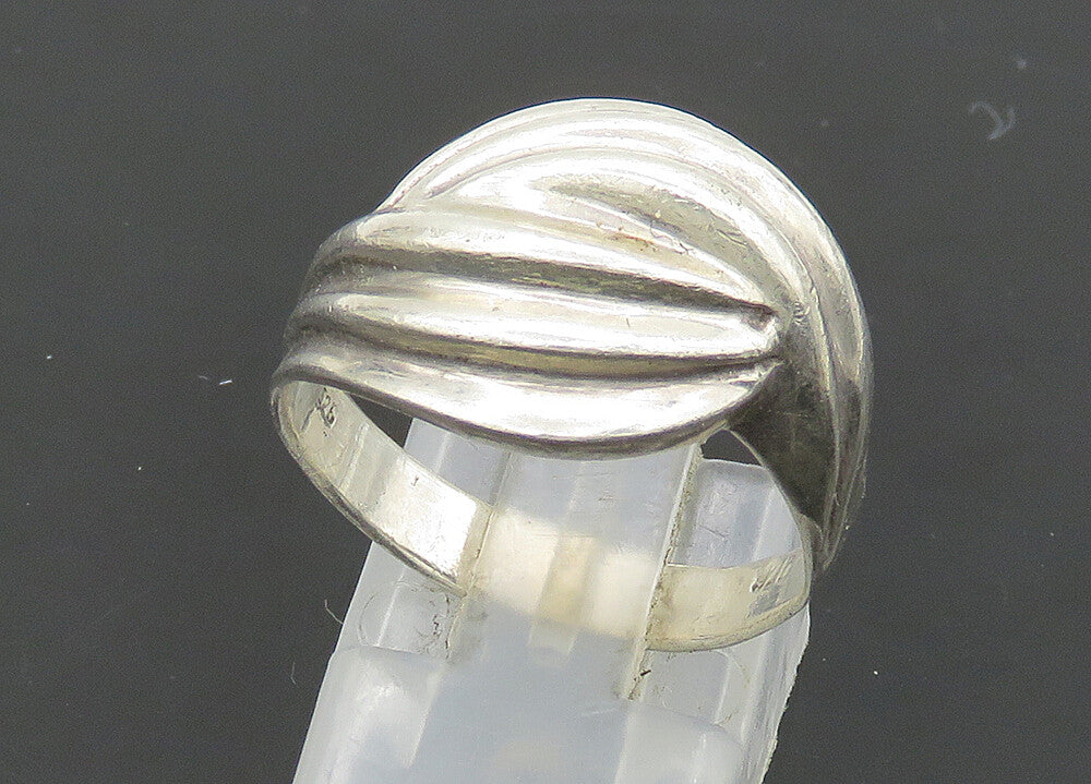 925 Sterling Silver  Vintage Shiny Fluted Bypass Style Band Ring Sz 9  RG20901