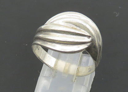 925 Sterling Silver  Vintage Shiny Fluted Bypass Style Band Ring Sz 9  RG20901