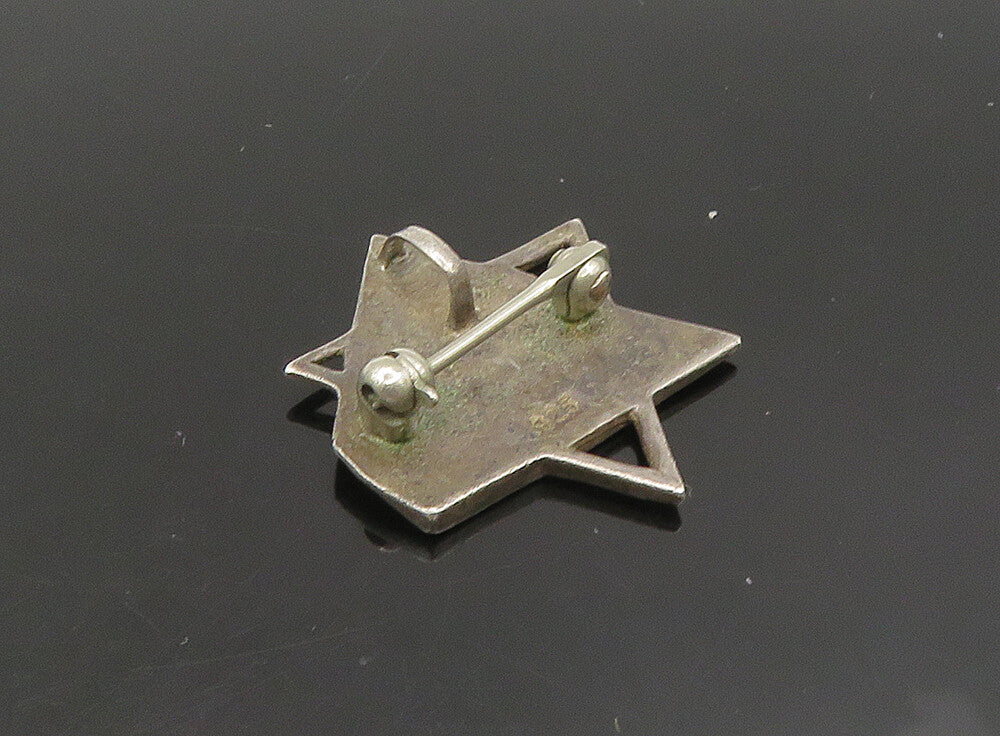 925 Sterling Silver  Vintage Religious Cross Pyramid Star Brooch Pin  BP9160