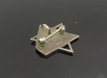 925 Sterling Silver  Vintage Religious Cross Pyramid Star Brooch Pin  BP9160