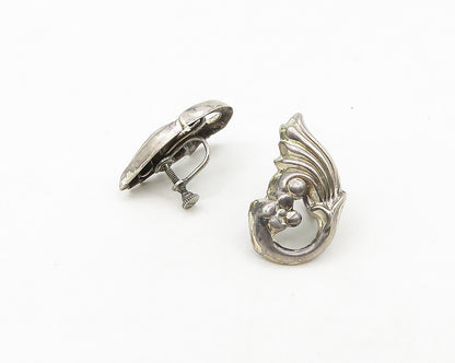 925 Sterling Silver  Vintage Floral Swirl Non Pierce Drop Earrings  EG9719