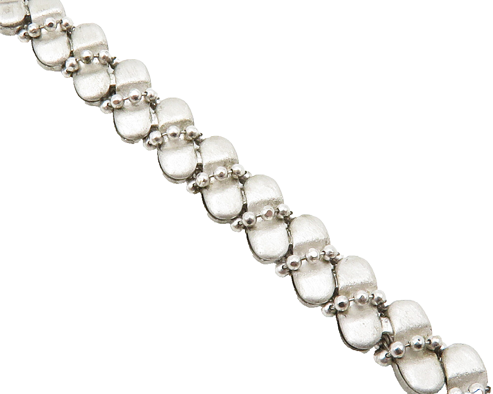 925 Sterling Silver  Vintage Dark Tone Swirl Beaded Chain Bracelet  BT4946