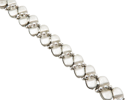 925 Sterling Silver  Vintage Dark Tone Swirl Beaded Chain Bracelet  BT4946
