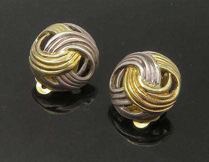 MFA 925 Silver  Vintage Two Tone Love Knot Dome Non Pierce Earrings  EG11021