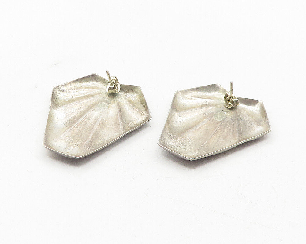 925 Sterling Silver  Vintage Dark Tone Floral Leaf Motif Drop Earrings  EG6083