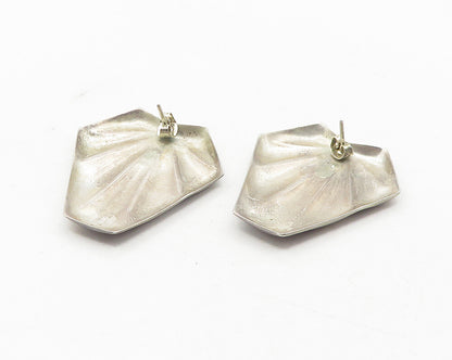 925 Sterling Silver  Vintage Dark Tone Floral Leaf Motif Drop Earrings  EG6083
