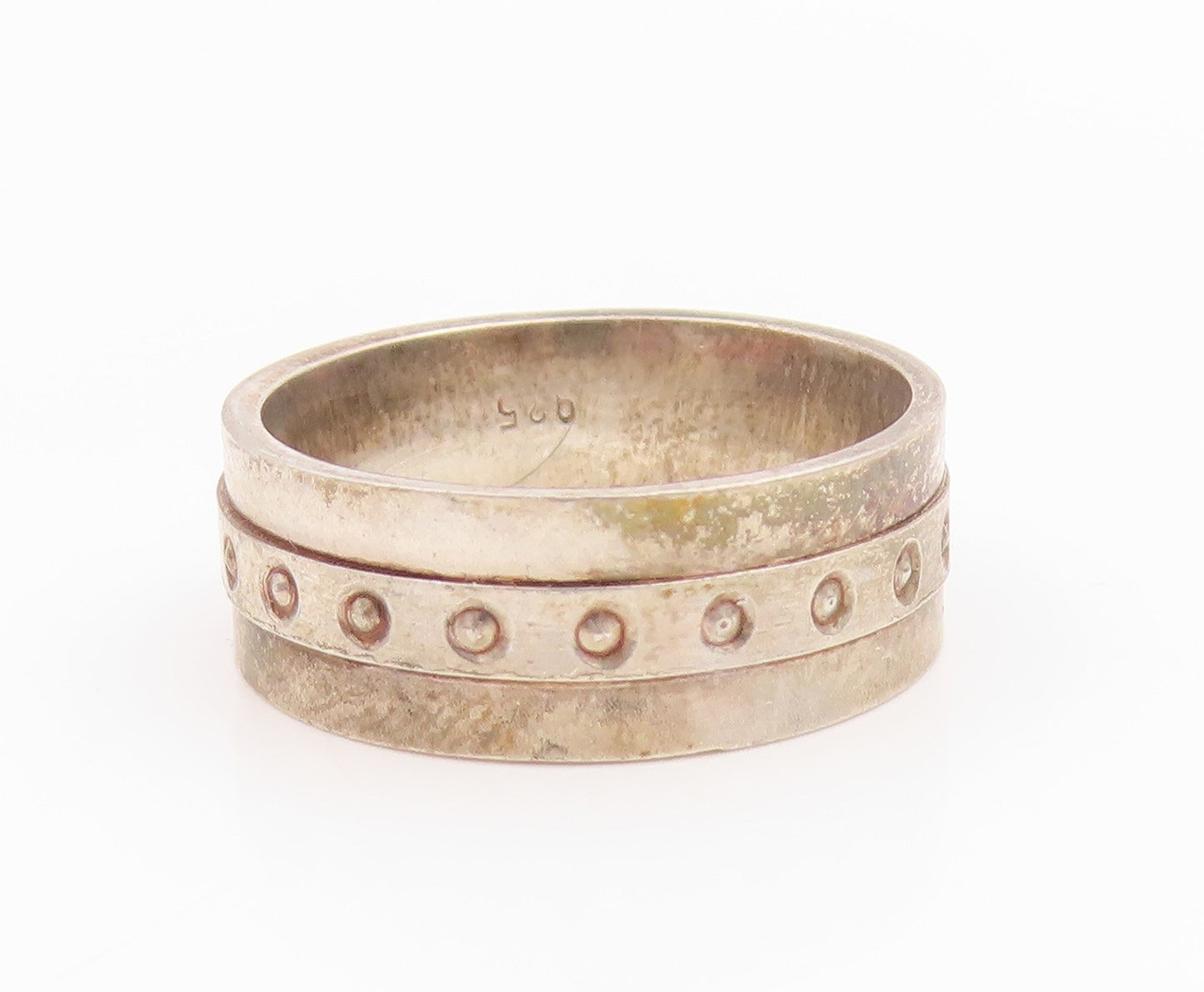 925 Sterling Silver Vintage Ring Minimalist Dotted Pattern Band  Sz 6  RG35792