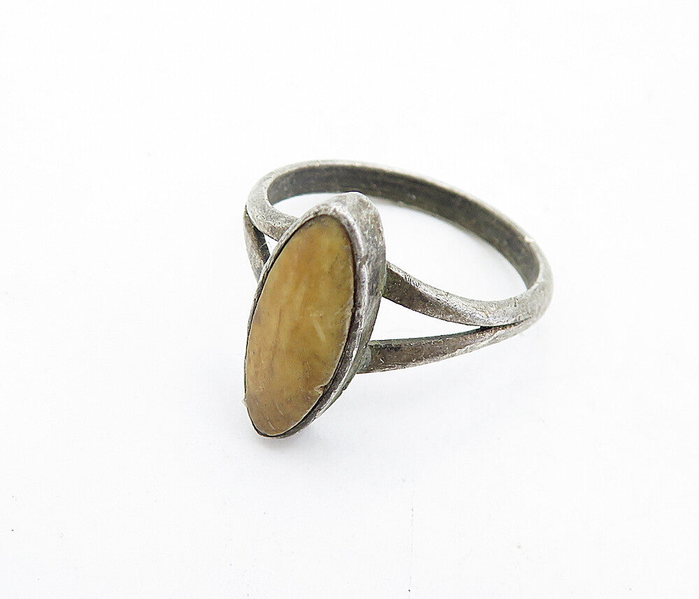 925 Sterling Silver  Vintage Antique Jasper Split Band Ring Sz 6.5  RG5478