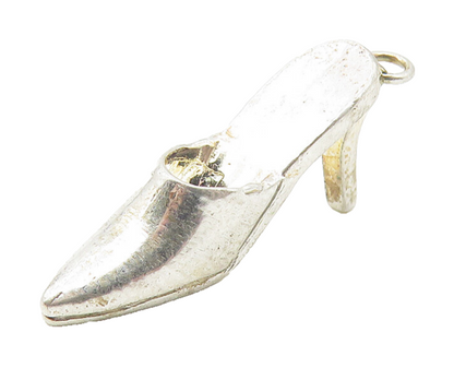 925 Sterling Silver  Vintage Petite High Heel Pointy Shoe Pendant  PT8749