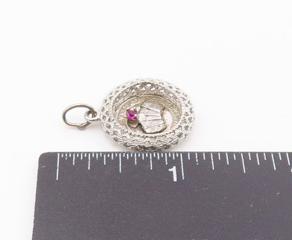 925 Sterling Silver  Vintage Pink Topaz Las Vegas Card Deck Pendant  PT15934