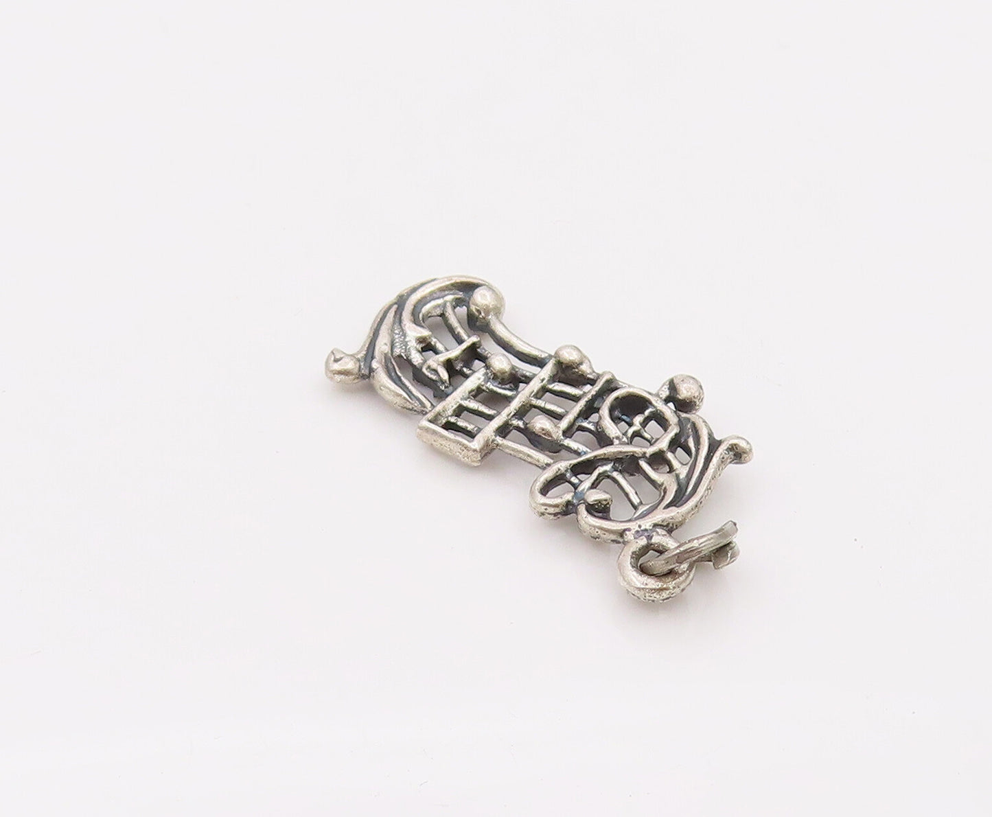 925 Sterling Silver  Vintage Mini Musical Scale Cutout Charm Pendant PT22083