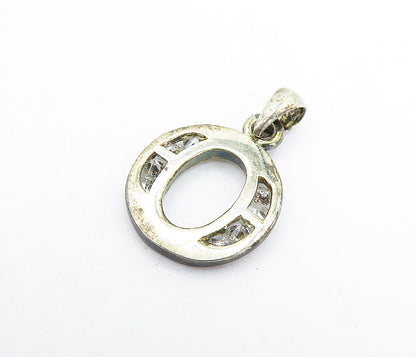 925 Sterling Silver  Vintage Petite Topaz Letter O Initial Pendant  PT5000