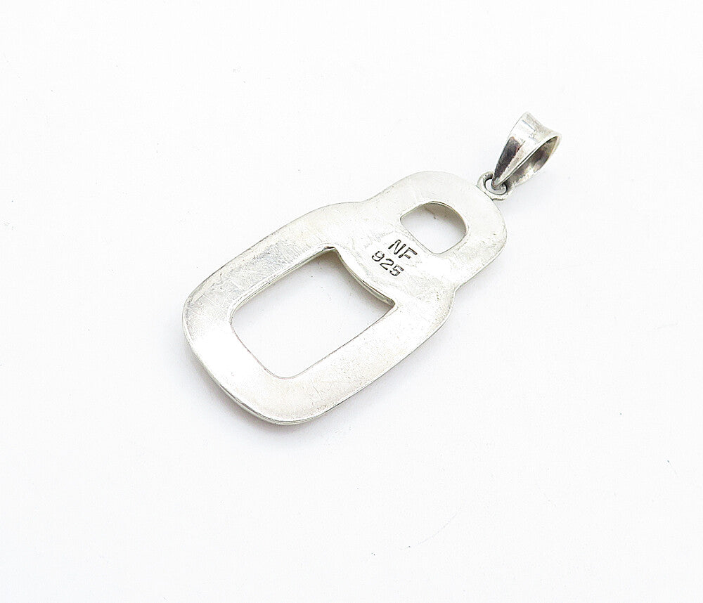 925 Sterling Silver Vintage Shiny Interlocking Ovals Drop Pendant PT4554