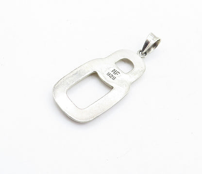 925 Sterling Silver Vintage Shiny Interlocking Ovals Drop Pendant PT4554