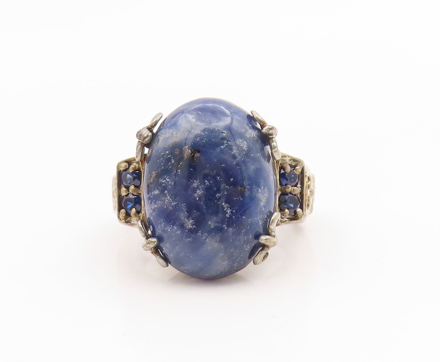 925 Sterling Silver Vintage Ring KARIS Lapis Lazuli Band  Sz 6  RG35656