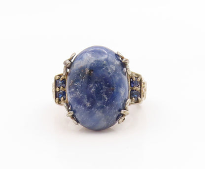 925 Sterling Silver Vintage Ring KARIS Lapis Lazuli Band  Sz 6  RG35656