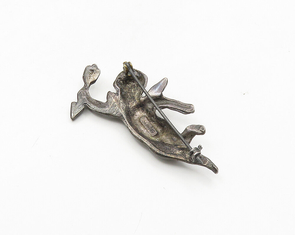 925 Sterling Silver  Vintage Antique Oxidized Baby Cupid Brooch Pin  BP7083