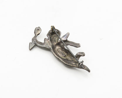 925 Sterling Silver  Vintage Antique Oxidized Baby Cupid Brooch Pin  BP7083