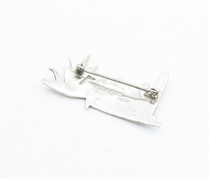 MEXICO 925 Sterling Silver  Vintage Cactus Desert Scene Brooch Pin  BP2629