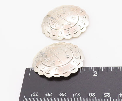 925 Sterling Silver Vintage Earrings MEXICO Engraved Arrow Head Conchos  EG13672
