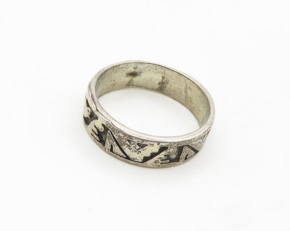 TED OTT NAVAJO 925 Silver  Vintage Bear Pattern Band Ring Sz 10.5  RG18238