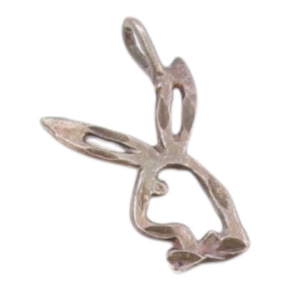 925 Sterling Silver  Vintage Petite Dark Tone Bunny Outline Pendant  PT12716