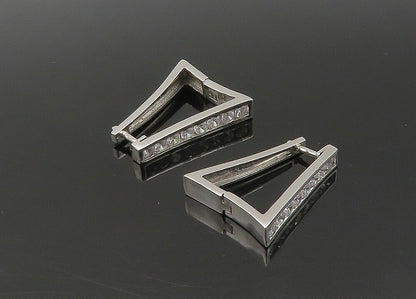 925 Sterling Silver  Vintage Cubic Zirconia Square Hoop Earrings  EG10857